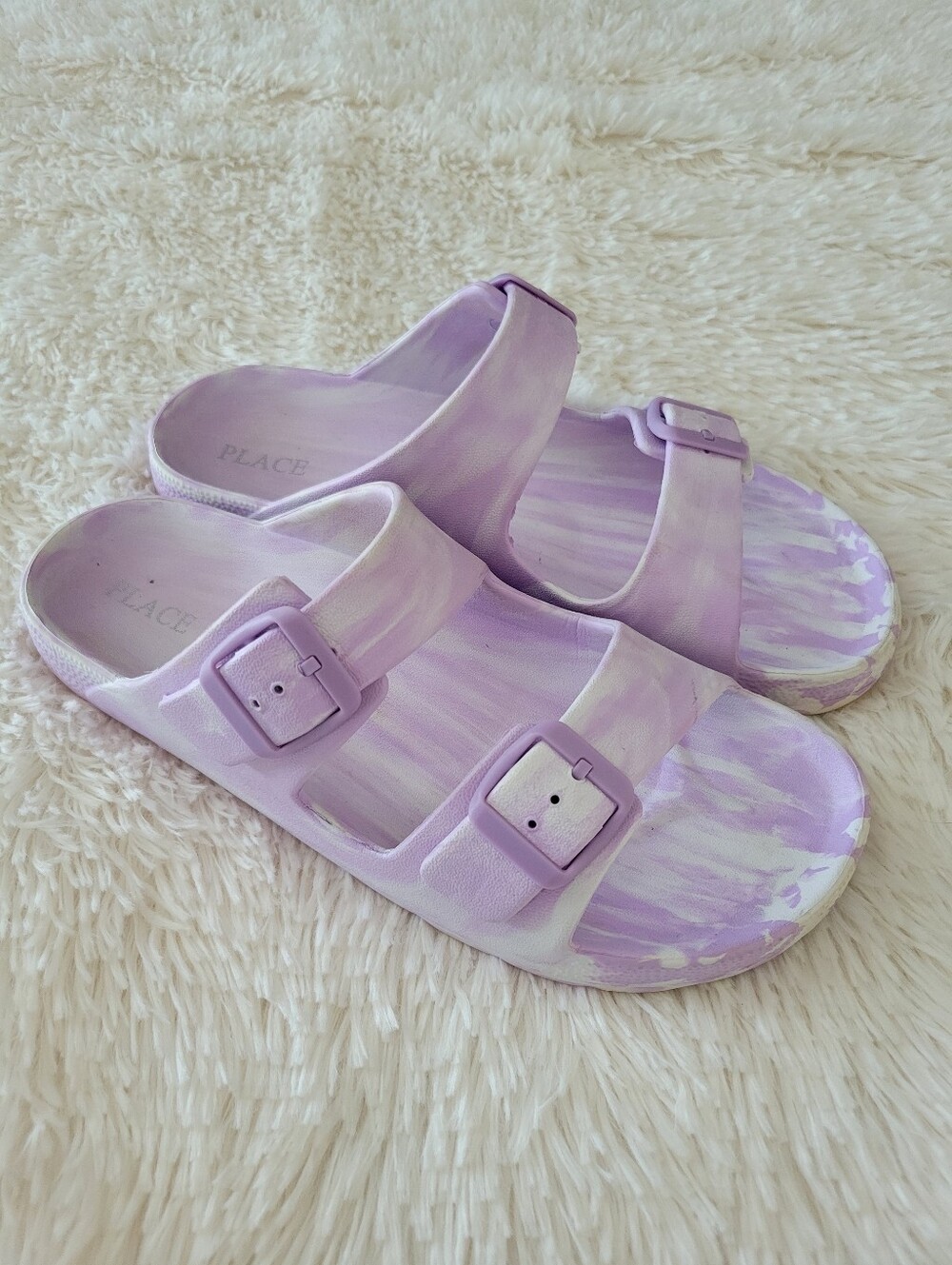 The Children's Place Purple Buckle Slides Girls Youth Size 6